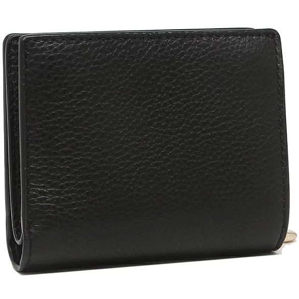 Coach Small Wallet Pebble Leather Snap Wallet Black # C2862