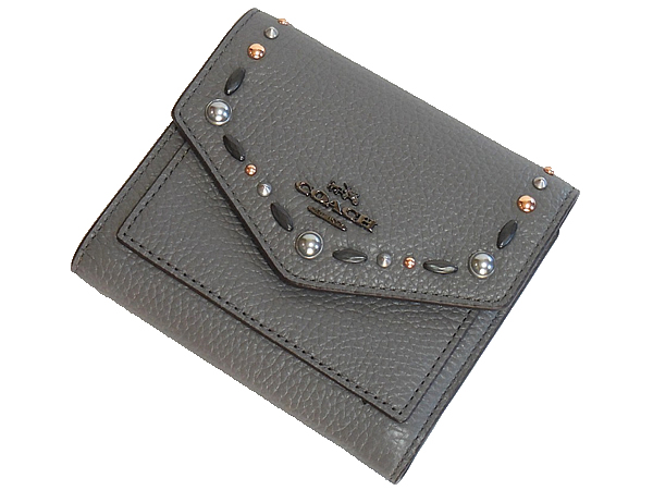 Coach Small Wallet With Prairie Rivets Heather Gray # F22899