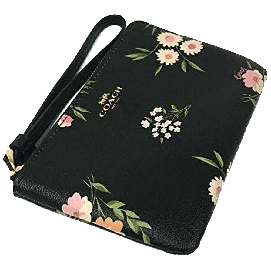 coach wristlet black with flowers