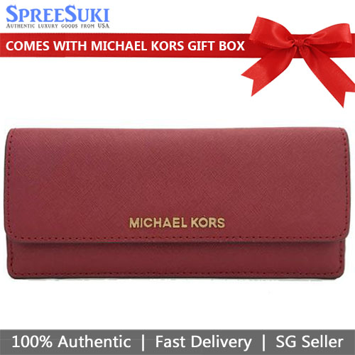 Michael Kors Long Wallet Flat Wallet Scarlet Red # 35S6GTVE1L