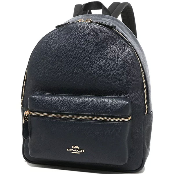 Coach Medium Charlie Backpack Leather Midnight Navy Dark Blue # F30550