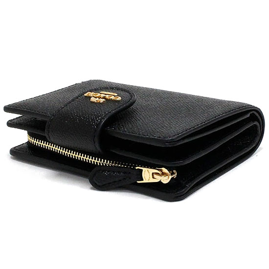 Coach Medium Wallet Medium Corner Zip Wallet Black # 6390