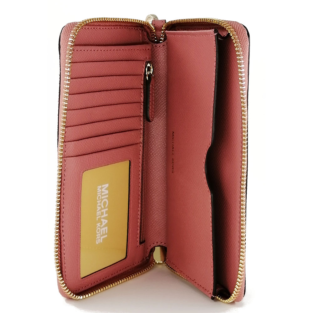 Michael Kors Phone Wallet Large Flat Multifuntional Phone Case Leather Rose Pink # 34H8TFDE3S