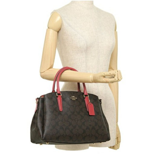 Coach Sage Carryall In Signature Canvas Brown True Red # F29683