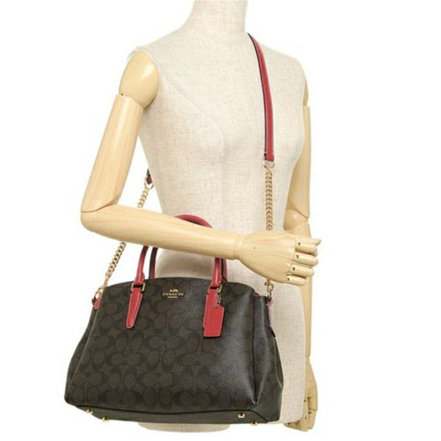 Coach Sage Carryall In Signature Canvas Brown True Red # F29683
