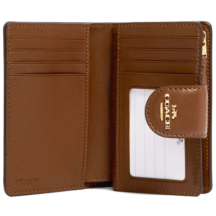 Coach Medium Wallet Medium Corner Zip Wallet In Signature Canvas Khaki / Saddle Brown 2 # C0082