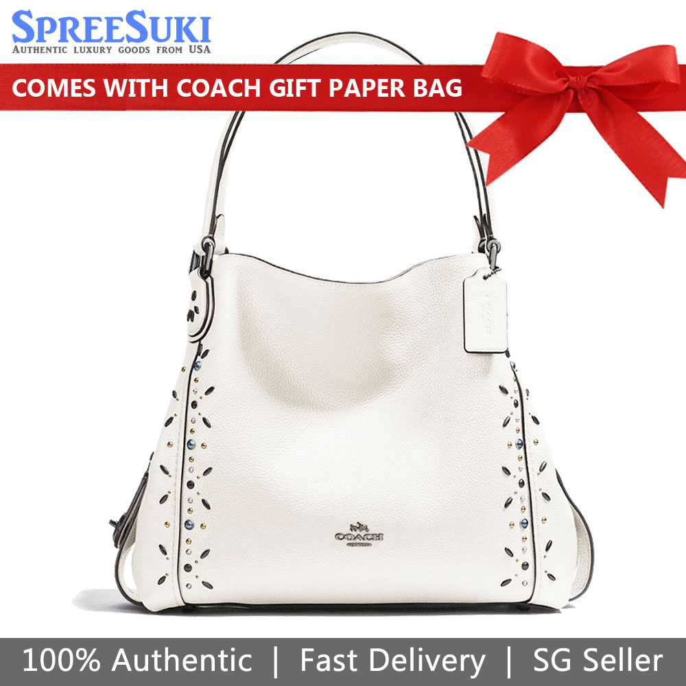 Coach Shoulder Bag Edie Shoulder Bag 31 With Prairie Rivets Chalk Off White # F22794