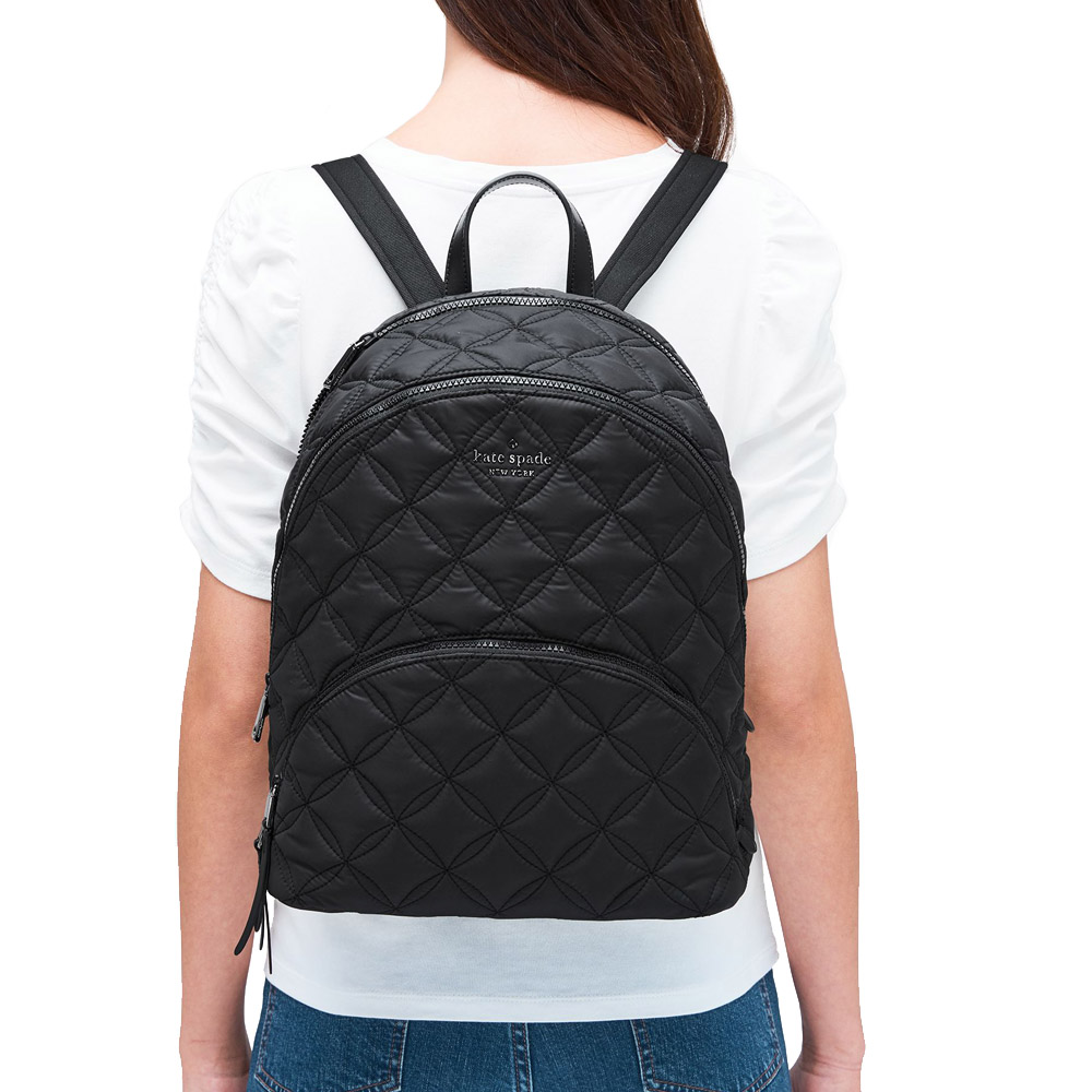 Kate Spade Karissa Nylon Quilted Large Backpack Black # WKRU7054