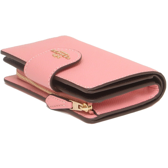 Coach Medium Wallet Medium Corner Zip Wallet In Crossgrain Leather Bubblegum Pink # 6390