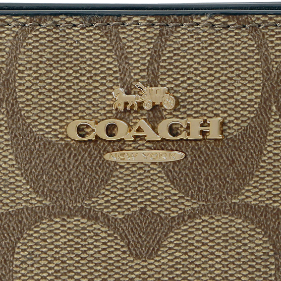 Coach Small Wallet Snap Wallet In Signature Canvas Khaki Black # C3309