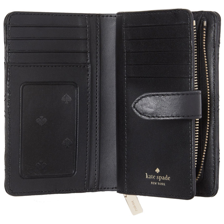 Kate Spade Medium Wallet Natalia Medium Compact Bifold Wallet Black # WLRU6344