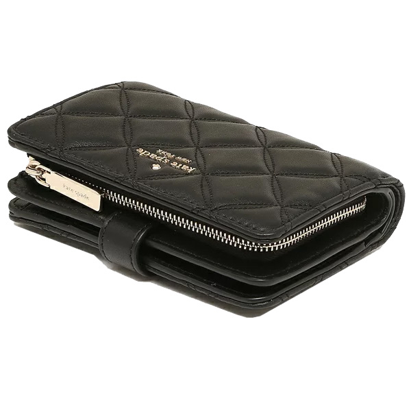 Kate Spade Medium Wallet Natalia Medium Compact Bifold Wallet Black # WLRU6344