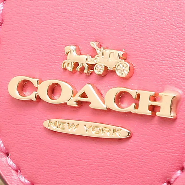 Coach Medium Wallet Medium Corner Zip Wallet In Signature Canvas Light Khaki Confetti Pink # C0082