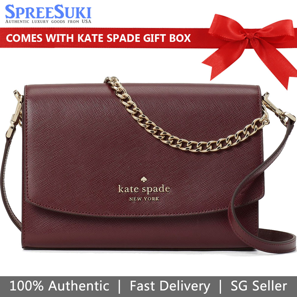 Kate Spade Crossbody Bag Carson Convertible Crossbody Cherrywood Dark Red # WKR00119