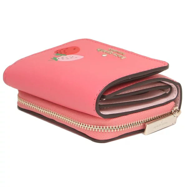 Kate Spade Small Wallet Strawberry Small Trifold Continental Wallet Pink # WLR00520