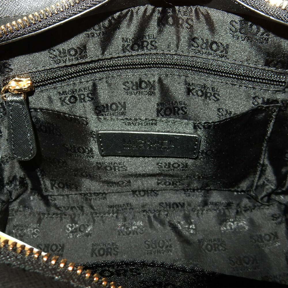 Michael Kors Crossbody Bag Tina Large Top Zip Leather Satchel Black # 35H7GT4M3L