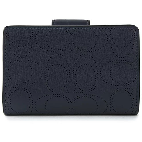 Coach Medium Wallet Medium Corner Zip Wallet In Signature Leather Midnight Dark Blue # C4768