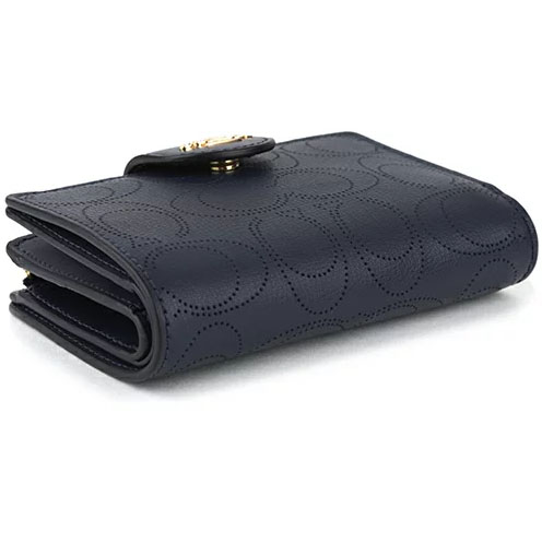 Coach Medium Wallet Medium Corner Zip Wallet In Signature Leather Midnight Dark Blue # C4768