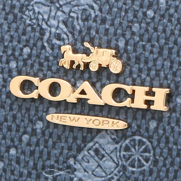Coach Small Wallet Snap Wallet With Horse And Carriage Dot Print Denim Blue # C4104