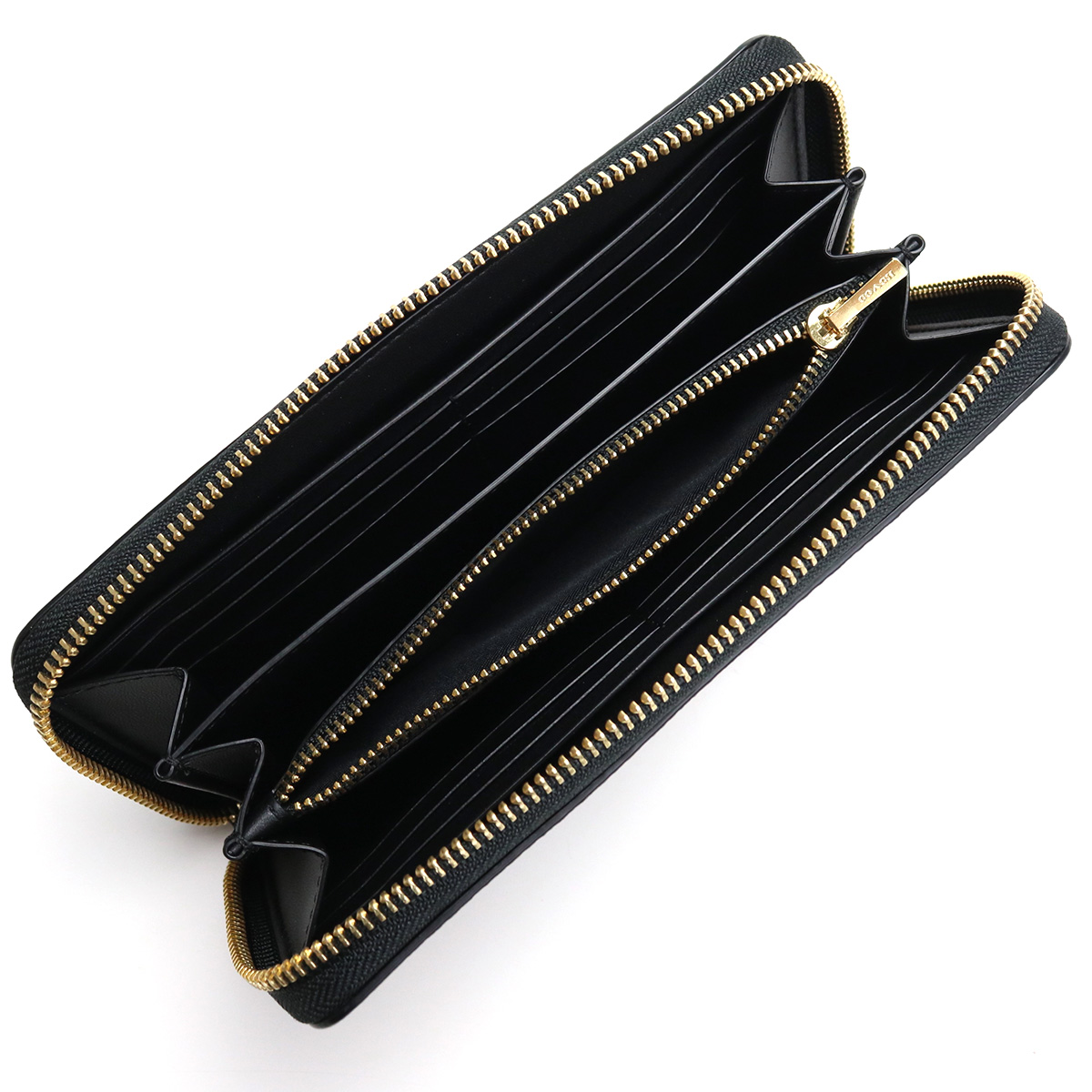 Coach Llong Wallet Long Zip Around Wallet Wristlet Brown Black # C4452