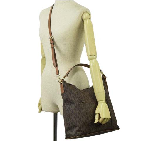 Michael Kors Crossbody Bag Anita Large Convertible Leather Shoulder Tote Brown Acorn # 35H7GA8L7B
