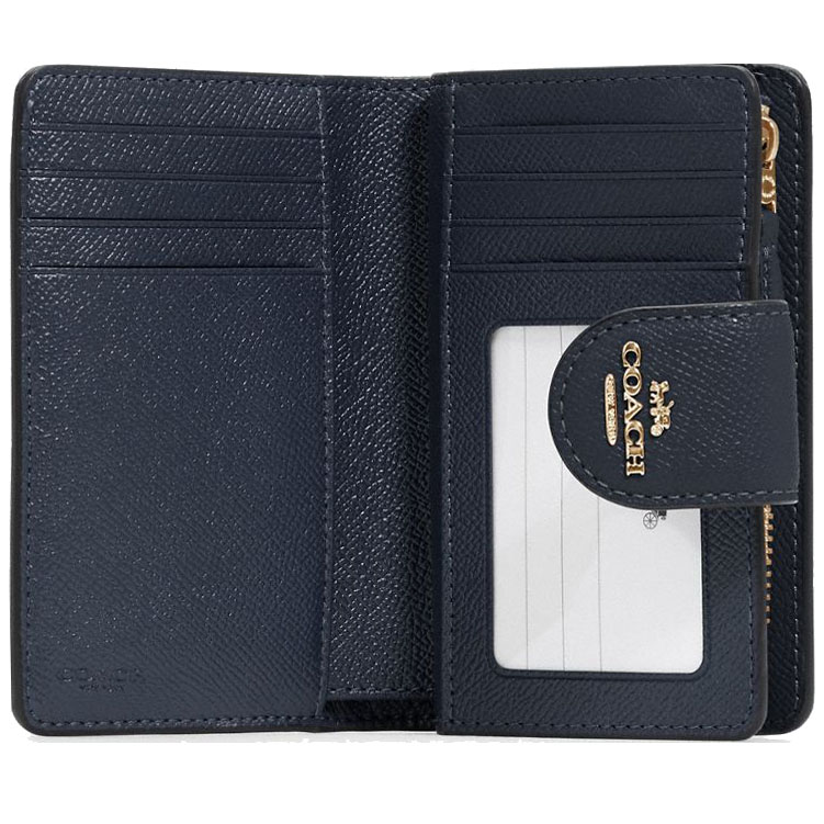 Coach Medium Wallet Medium Corner Zip Wallet Midnight Navy Dark Blue # 6390