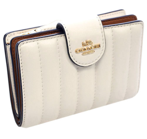 Coach Medium Wallet Medium Corner Zip Wallet With Quilting Chalk Off White # C3454