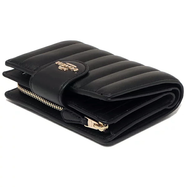 Coach Medium Wallet Medium Corner Zip Wallet With Quilting Black # C3454