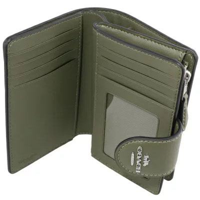 Coach Medium Wallet Medium Corner Zip Wallet In Signature Canvas Khaki / Surplus Green # C0082