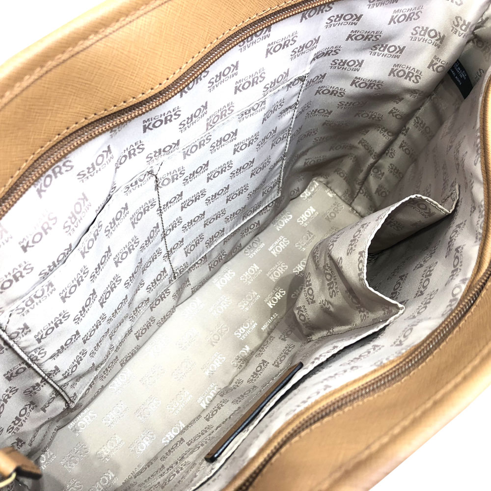 Michael Kors Tote Shoulder Bag Sady Large Top Zip Leather Tote Multifunctional Bag Brown Acorn # 35T7GD4T7B