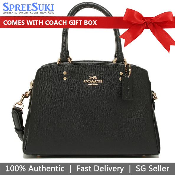 Coach Crossbody Bag Mini Lillie Leather Satchel Bag Black # 91146