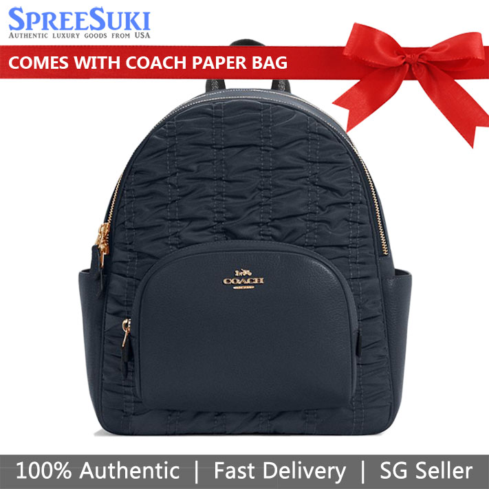 Coach Court Backpack With Ruching Nylon Midnight # C4094