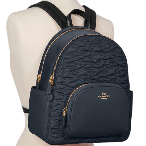 Coach Court Backpack With Ruching Nylon Midnight # C4094