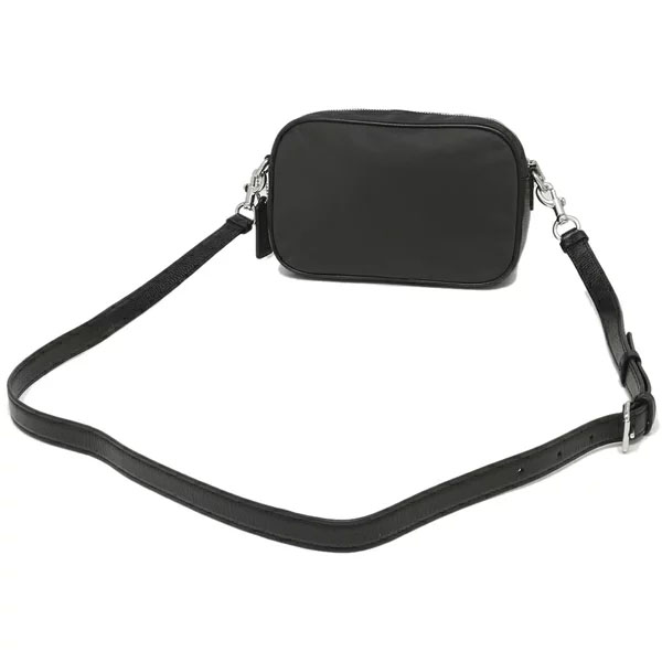 Coach Crossbody Bag Camera Bag Nylon And Refined Pebbled Leather Court Crossbody Black Silver # C5050