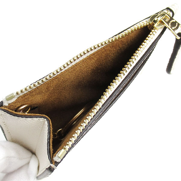 Coach Crossgrain Leather Mini Id Skinny Chalk Off White # 88250