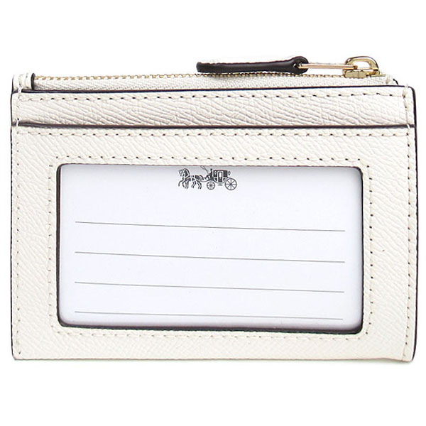 Coach Crossgrain Leather Mini Id Skinny Chalk Off White # 88250