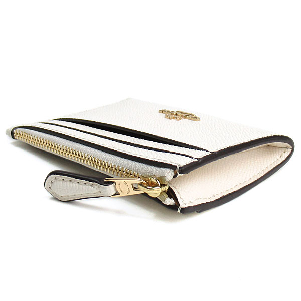 Coach Crossgrain Leather Mini Id Skinny Chalk Off White # 88250