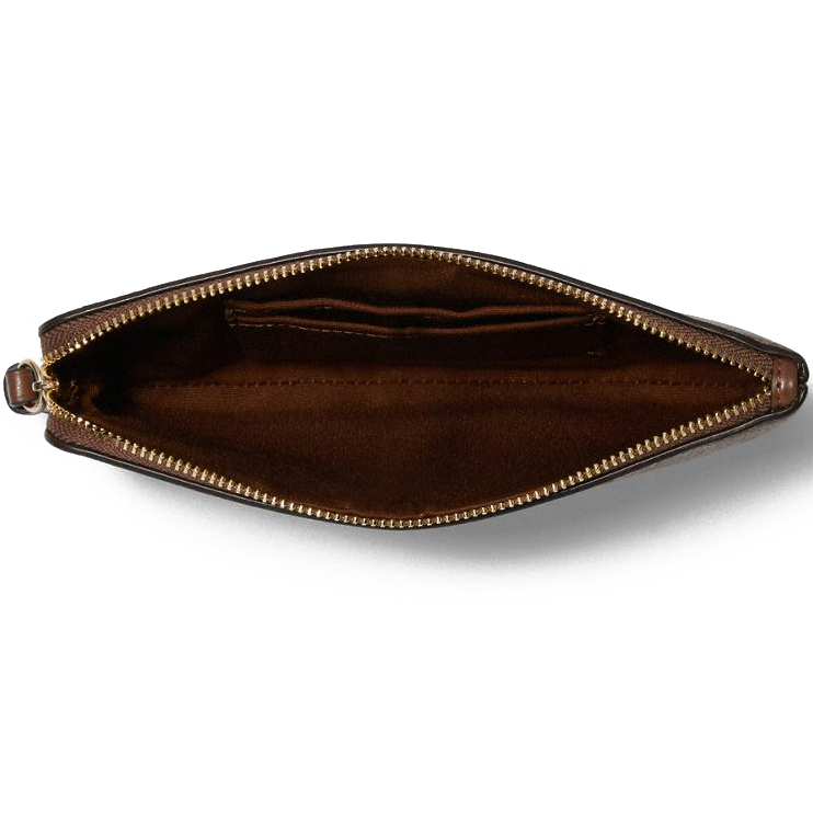 COACH Wristlet Signature Khaki With Brown Leather Trim – Style