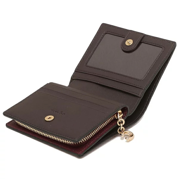 Coach Small Wallet Pebble Leather Snap Wallet Vintage Mauve Dark Red Purple # C2862