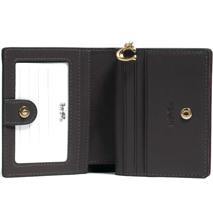Coach Small Wallet Pebble Leather Snap Wallet Vintage Mauve Dark Red Purple # C2862