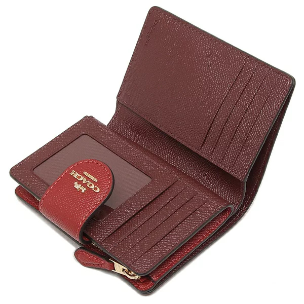 Coach Medium Wallet Medium Corner Zip In Crossgrain Leather 1941 Red # 6390