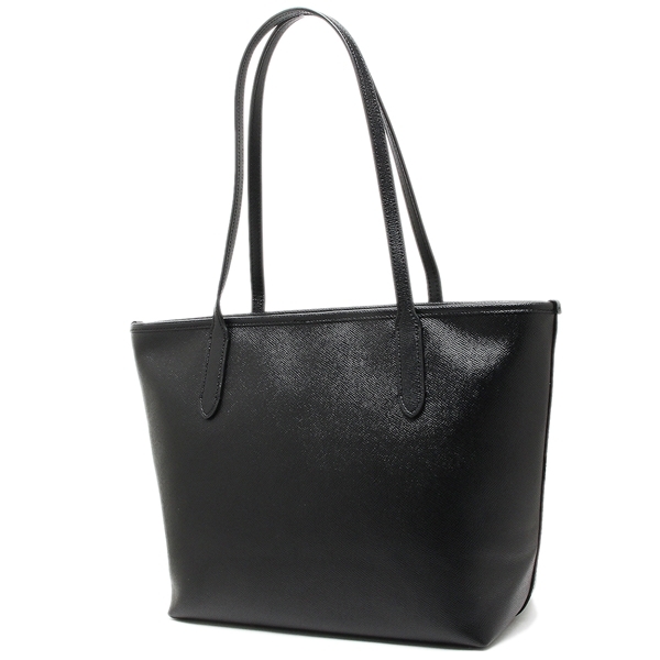 Coach Tote Shoulder Bag Crossgrain Leather Zip Tote Black # 83857