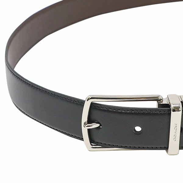 Coach Men Modern Harness Cut-To-Size Reversible Smooth Leather Belt Dark Brown / Black # F64824