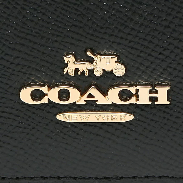 Coach Long Wallet Crossgrain Slim Trifold Wallet Black # C5578