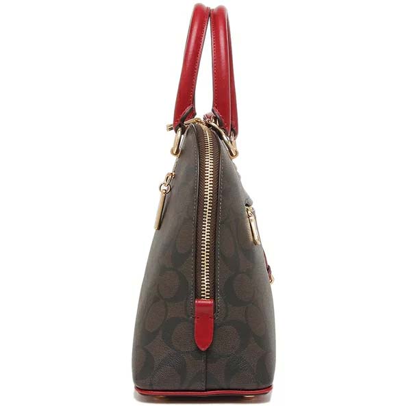 Coach Crossbody Bag Katy Satchel In Signature Canvas Brown 1941 Red # 2558