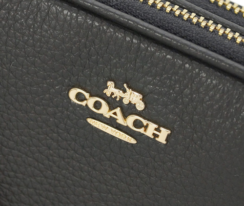 Coach Crossbody Bag Pebbled Leather Crossbody Pouch Black # F30259
