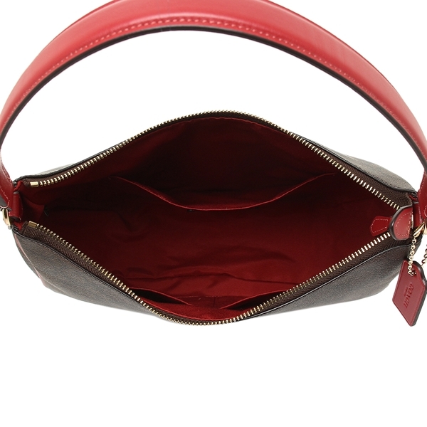Coach Shoulder Bag Zip Shoulder Bag In Signature Canvas Brown Ruby Red # F29209