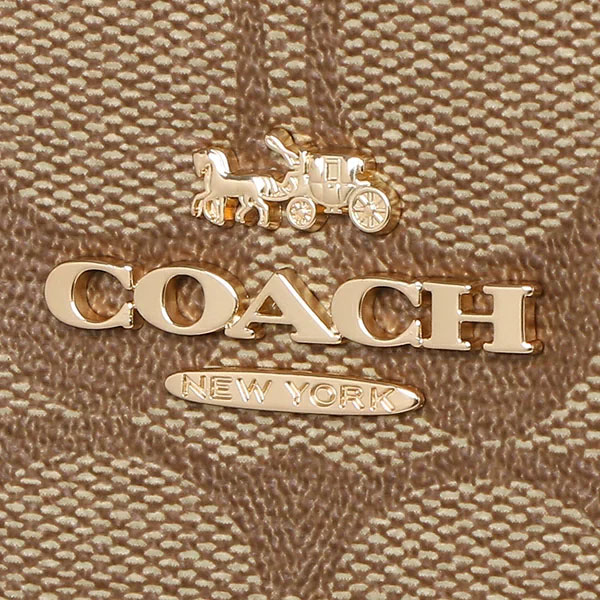 Coach Tote Shoulder Bag Signature Zip Tote Khaki Saddle Brown 2 # 4455