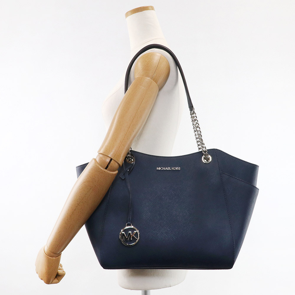 Michael Kors Shoulder Bag Tote Chain Shoulder Bag Navy Blue / Silver # 35T5STVT3L