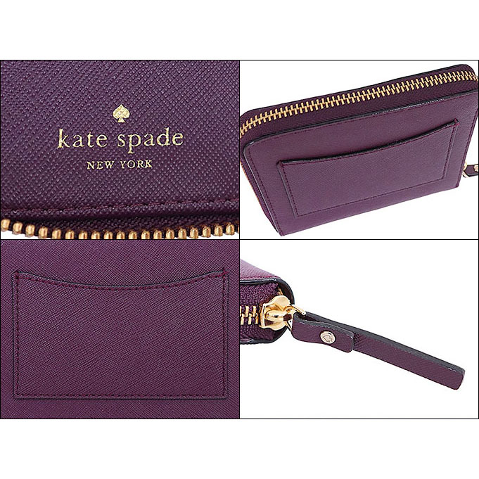 Kate Spade Small Wallet Laurel Way Darci Zip Around Wallet Deep Plum Dark Purple # WLRU2909